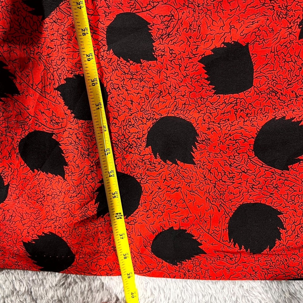 VTG 80s Brothers Dress Women L Red Leaf Print Puff Sleeve Elastic Waist USA Made - Picture 6 of 9